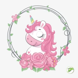 Floral Unicorn 1 Vector Design