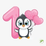 First Birthday Penguin Vector Design