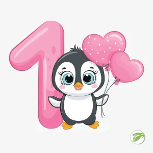 First Birthday Penguin Vector Design