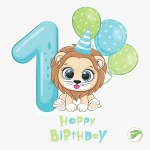 First Birthday Lion Vector Design