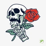 Skull With Flower Vector Design