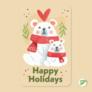 Christmas Polar Bears Card Vector Design