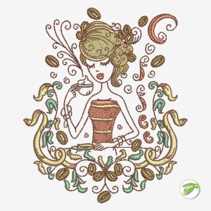 Coffee Girl Digital Embroidery Design
