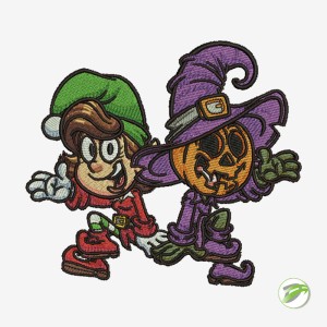 Halloween Vs XMAS Digital Embroidery Design