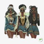 Fashion Girls Embroidery Design