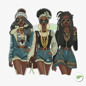 Fashion Girls Embroidery Design