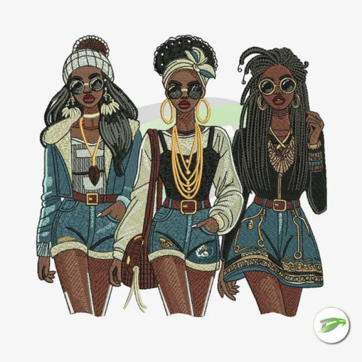 Fashion Girls Embroidery Design