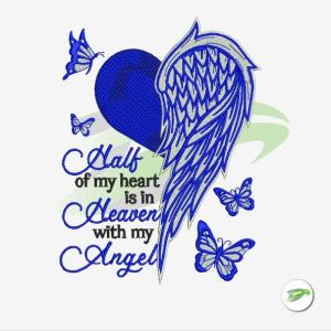 Half Heaven Angel Digital Embroidery Design