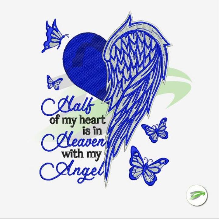 Half Heaven Angel Digital Embroidery Design