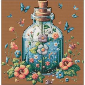 Floral Vase Digital Cross Stitch Design