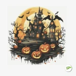 Halloween Pumpkin Castle Cross Stitch