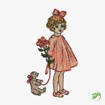Girl With A Teddy Digital Embroidery Design