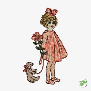 Girl With A Teddy Digital Embroidery Design