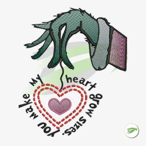 Grinch Heart Embroidery Design