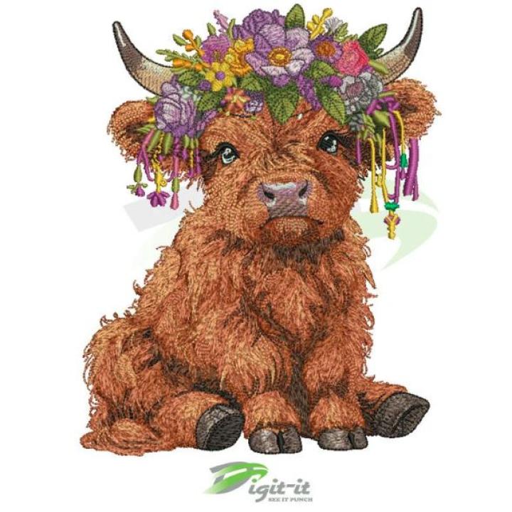 Highland Calf Digital Embroidery Design