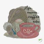 Coffee Helps Embroidery Design