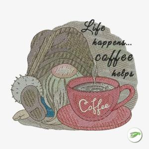 Coffee Helps Embroidery Design