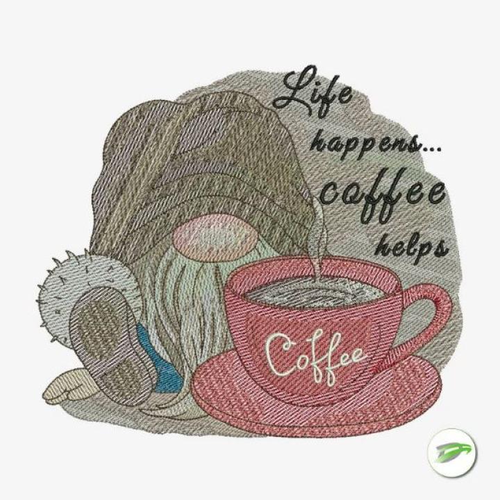 Coffee Helps Embroidery Design