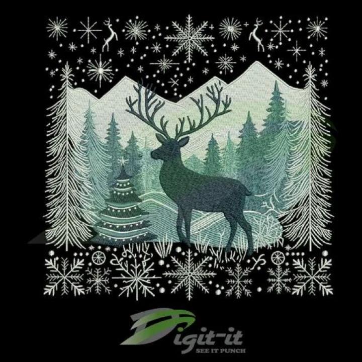 Winter Deer Digital Embroidery Design
