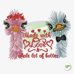 Mr. and Mrs. Ostrich Embroidery Design