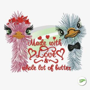 Mr. and Mrs. Ostrich Embroidery Design